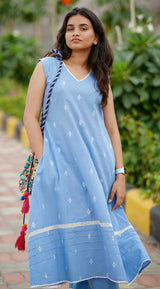 Sky-blue handloom co-ord set HOSSB116