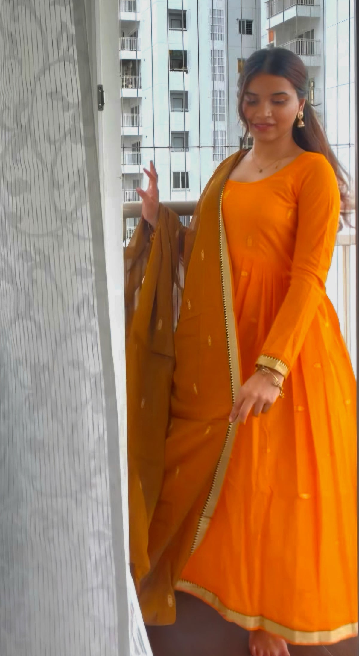 Narayanpet Orange dupatta set