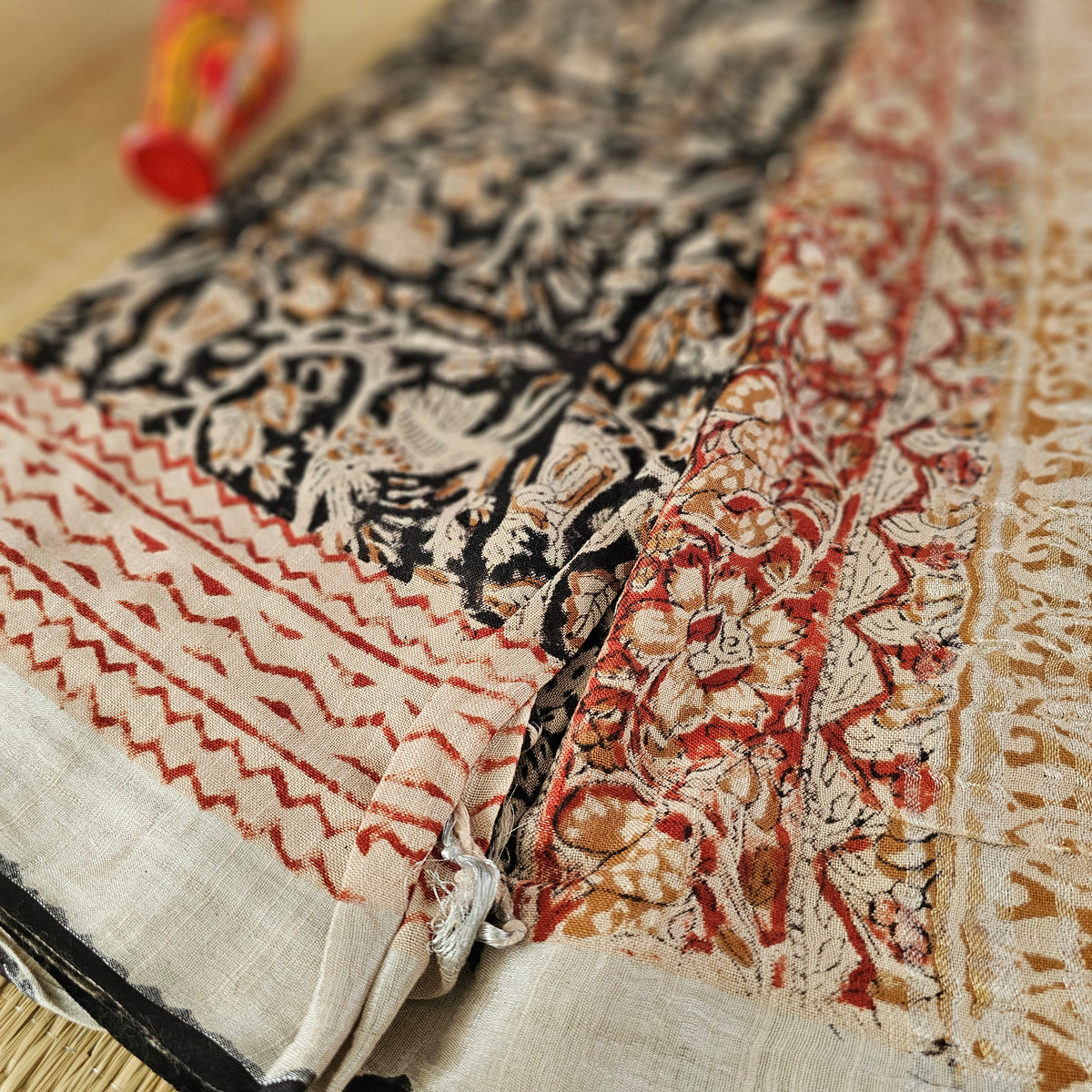 Linen Kalamkari Block Printed Indian