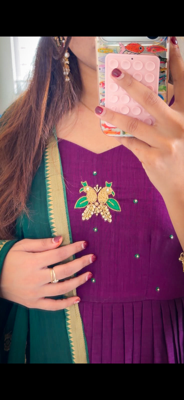 Narayanpet Handloom Anarkali long Dupatta Dress (HOS_NDPP 601)