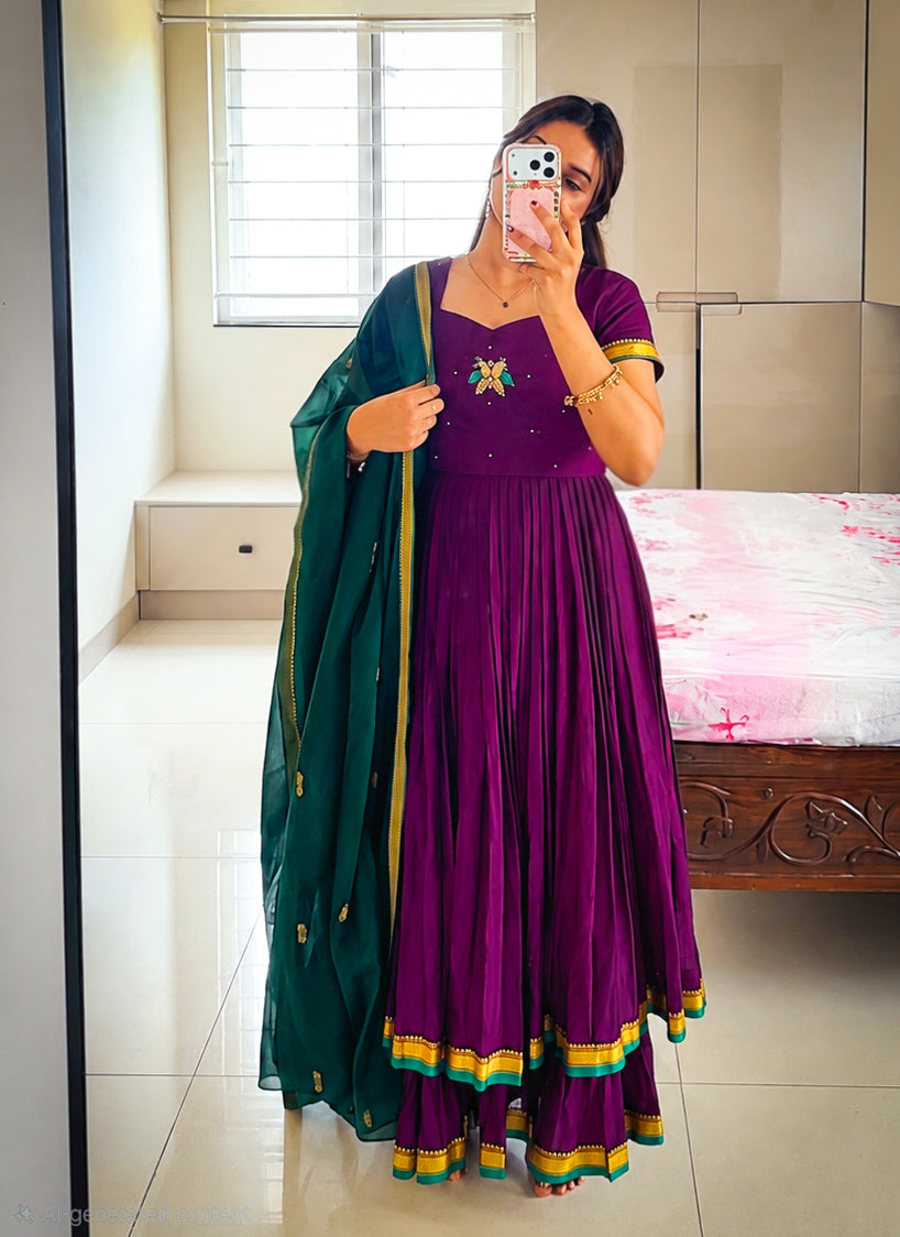 Narayanpet Handloom Anarkali long Dupatta Dress (HOS_NDPP 601)
