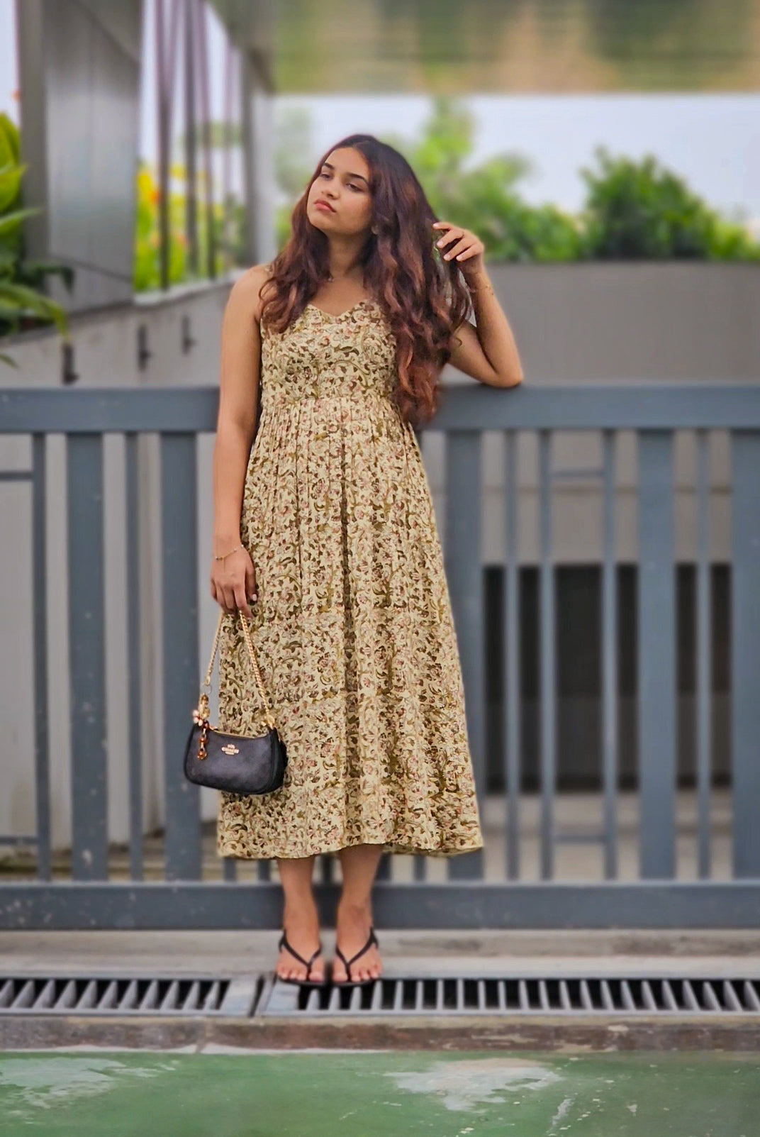 Hand block Kalamkari Silk One-Piece Dress (HOSKS_M1)