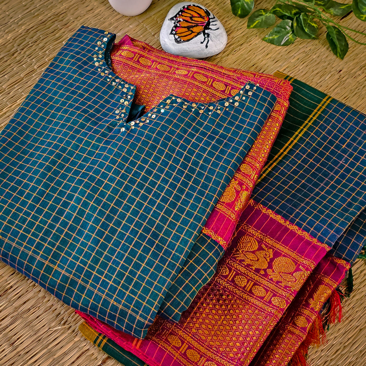 Narayanpet Handloom Dress Top & Dupatta Set