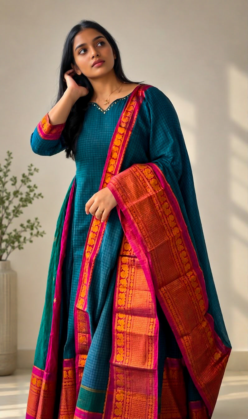 Narayanpet Handloom Dress Top & Dupatta Set