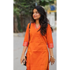 Orange Handloom Mangalagiri Cotton Kurta Code: HOSMO 109