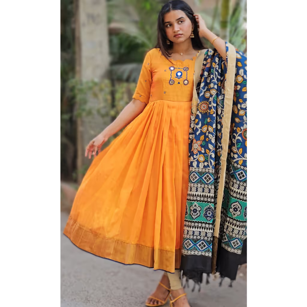 Mustard Yellow Anarkali Suit Set Code: HOSMA 111