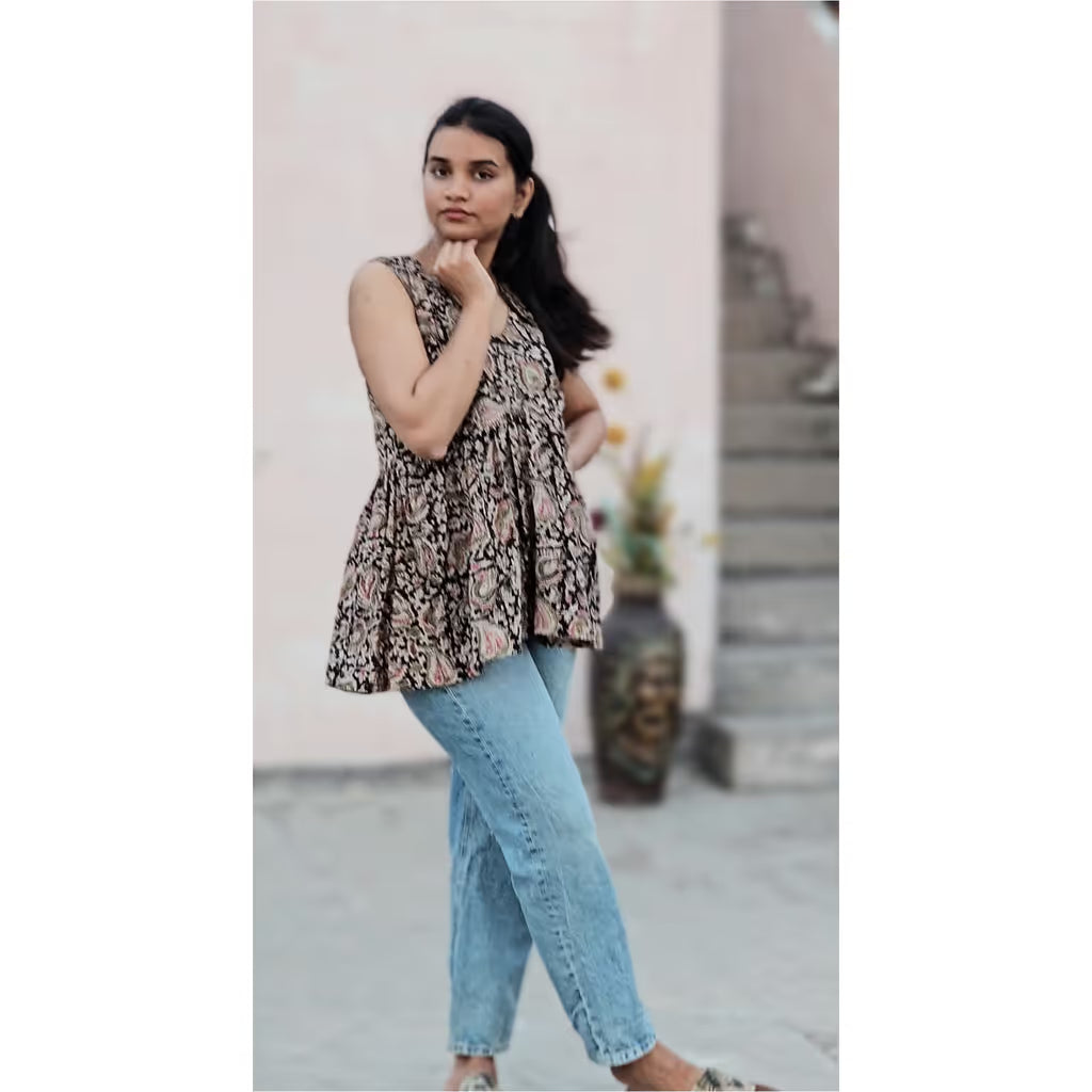 kalamkari peplum top Code: HOSST 401