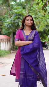 Pink and Blue Mangalagiri dupatta dressCode: HOSMD 131