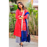 Red Ikkat Kurti Set
