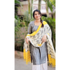 Grey Ikkat Kurti with Dupatta