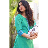 Sea Green Mangalagiri Cotton Kurti Code: HOSMG 112