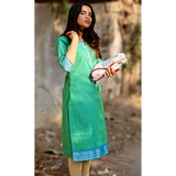 Sea Green Mangalagiri Cotton Kurti Code: HOSMG 112