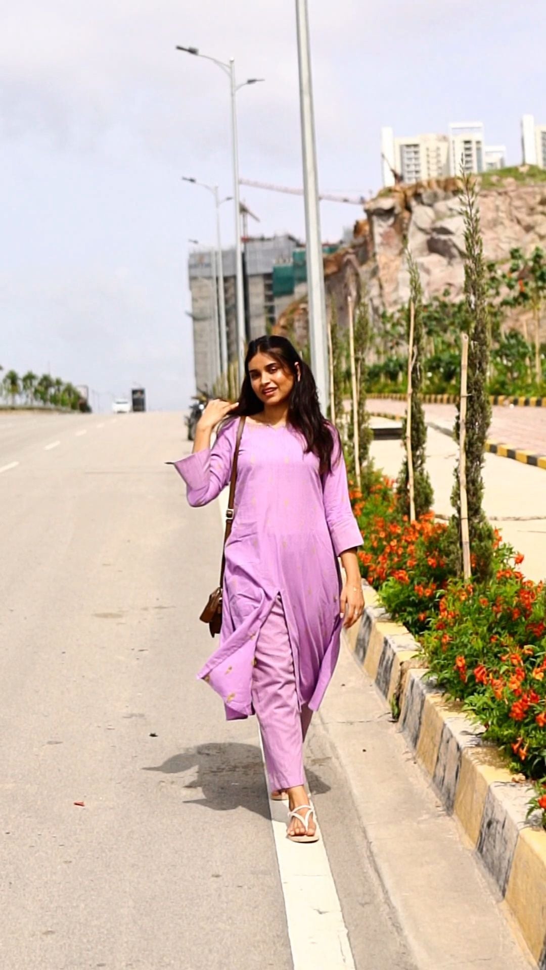 Lavender Handloom cotton co-ord set.code: HOSSL 119