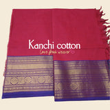Red and blue checks kanchi cotton dress matreial