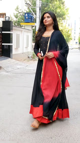 Elegant Black & Red Georgette Anarkali Set Code : HOSBF 202