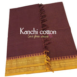Brown and yellow Kanchi cotton checks material