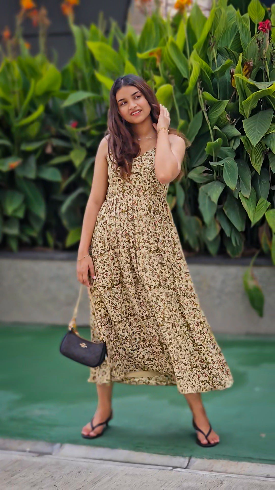Hand block Kalamkari Silk One-Piece Dress (HOSKS_M1)