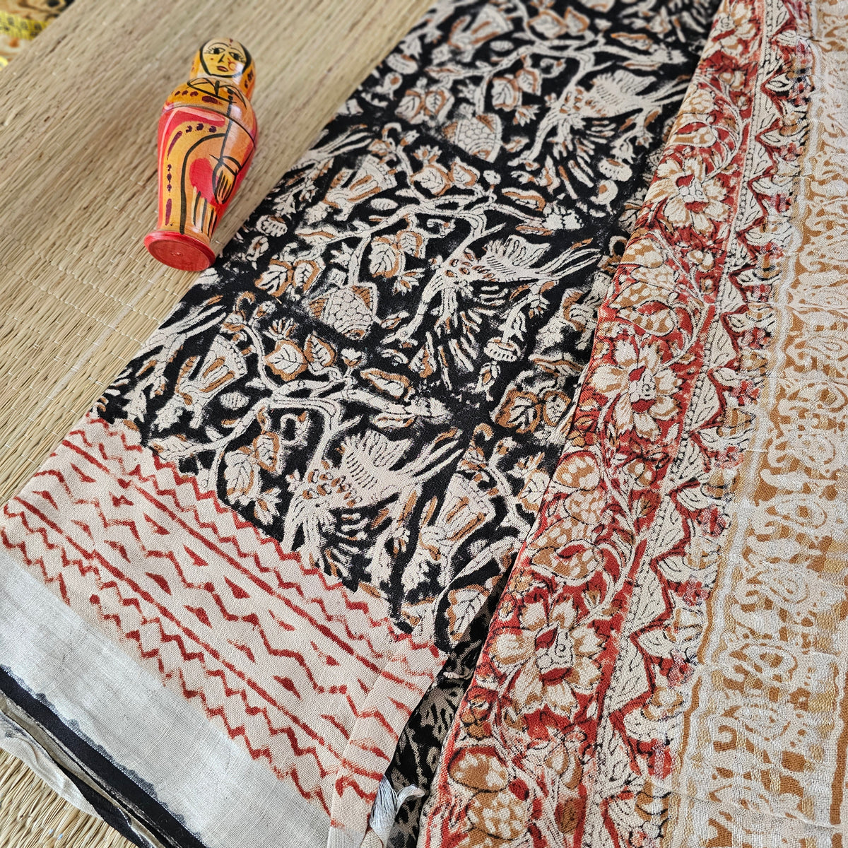 Linen Kalamkari Block Printed Indian