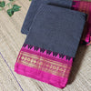 Black Checks Kanchi Cotton Handloom Saree with Dark pink Zari Border (HOS_KBC 013)